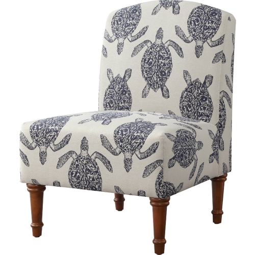 Hawksbill Accent Chair in Blue Sea Turtle Print Fabric